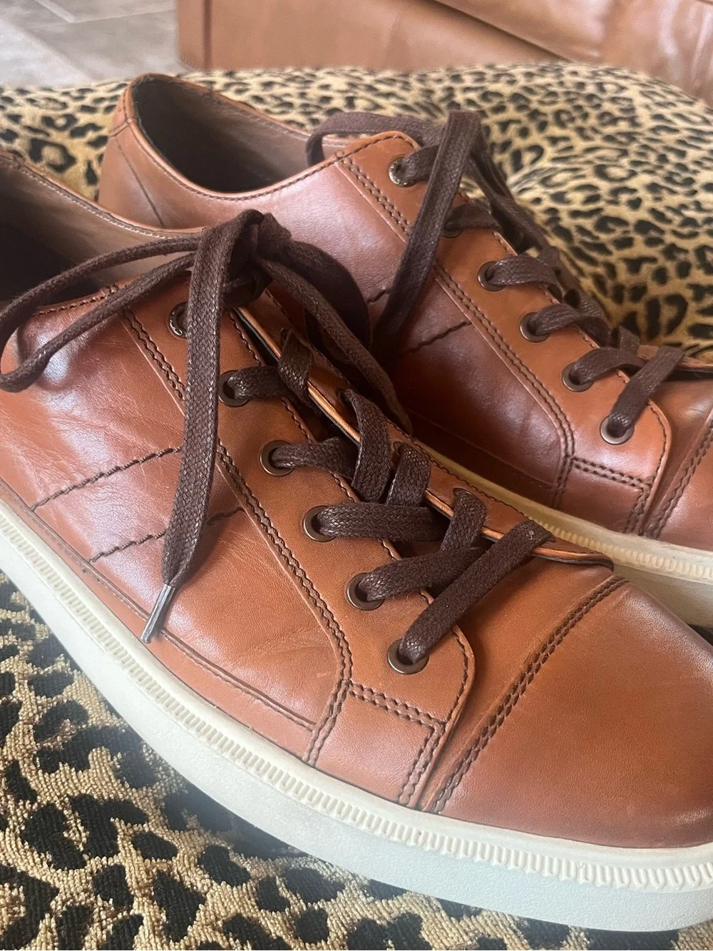 Men’s Lucky Brand Brown Leather Casual Comfort Work Shoes, Sneakers SZ 13